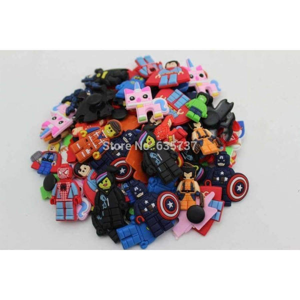 Planet Gates 70pcs/lot  super man iron man  shoe charms ,shoe accessories, shoe decoration fit croc for children gift