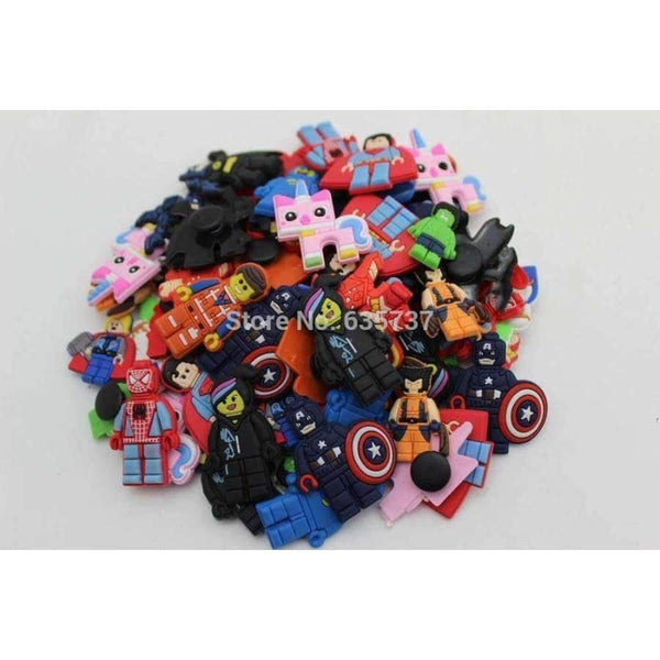 Planet Gates 70pcs/lot  super man iron man  shoe charms ,shoe accessories, shoe decoration fit croc for children gift