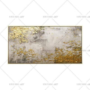 Hand Painted Abstract Gold Art Wall Picture Handmade Golden Tree Canvas Oil Painting For Living Room Home Decor