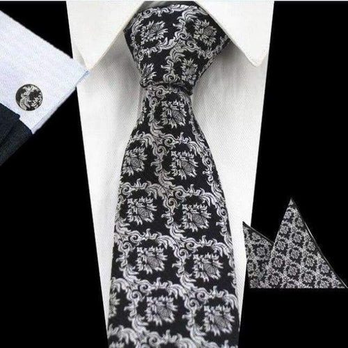 Planet Gates 71 RBOCOTT New Men's 8cm Classic Ties Novelty Geometric Silk Tie Hanky Cufflinks Plaid Necktie Sets For Men Business Wedding Party
