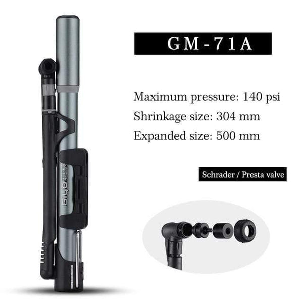 Planet Gates 71A Cycling Bicycle Pump 140 PSI MTB Foldable Bike Ball Aluminum Alloy Portable Floor Air Inflator Pump Presta / Schrader Valve