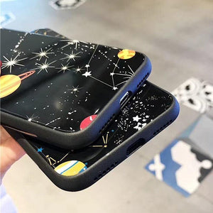 Planet Gates 7228 / For iPhone X USLION Glossy Space Planet Stars Phone Case For iPhone X XR XS Max Glass Hard Back Cover For iPhone 8 7 6 6s Plus Cases Coque