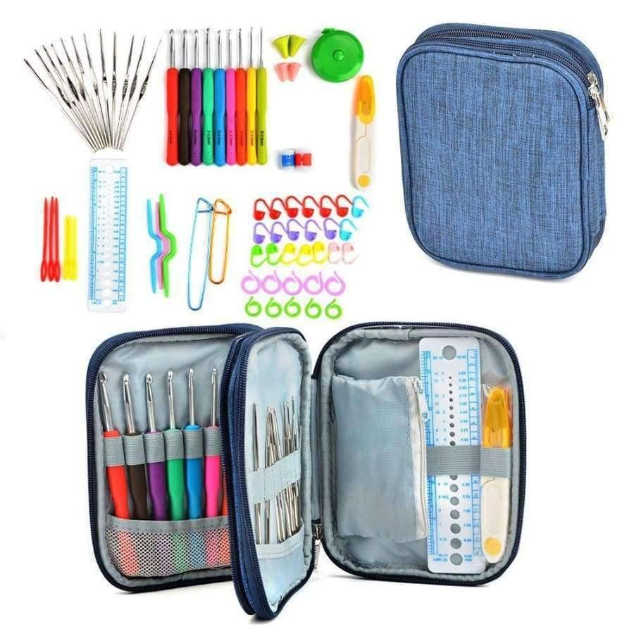Planet Gates 72pcs Mix 21 Sizes Crochet Hooks Set Soft Rubber Handle Yarn Knitting Needle Set With Blue Case Women DIY Craft Tools Accessory