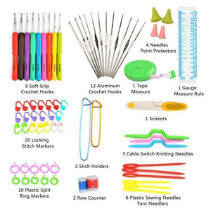 Planet Gates 72pcs Mix 21 Sizes Crochet Hooks Set Soft Rubber Handle Yarn Knitting Needle Set With Blue Case Women DIY Craft Tools Accessory