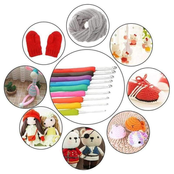 Planet Gates 72pcs Mix 21 Sizes Crochet Hooks Set Soft Rubber Handle Yarn Knitting Needle Set With Blue Case Women DIY Craft Tools Accessory