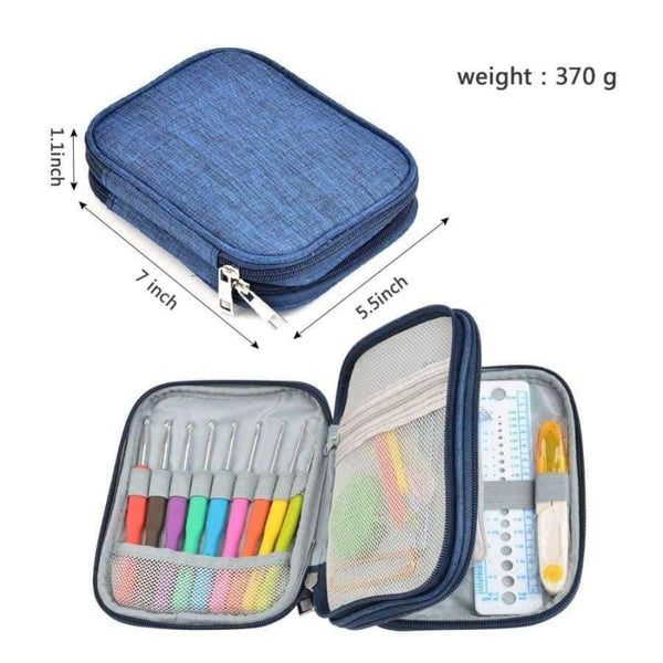 Planet Gates 72pcs Mix 21 Sizes Crochet Hooks Set Soft Rubber Handle Yarn Knitting Needle Set With Blue Case Women DIY Craft Tools Accessory