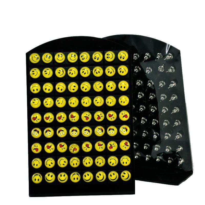 Planet Gates 72Pcs One Card New Degin IOS Face Resin Stainless Steel Stud Earrings Smiley Style Wholesale Bulk Lots LB083
