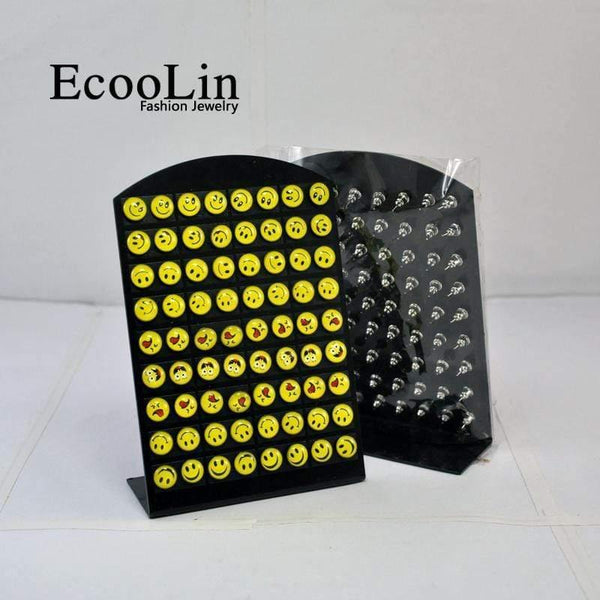 Planet Gates 72Pcs One Card New Degin IOS Face Resin Stainless Steel Stud Earrings Smiley Style Wholesale Bulk Lots LB083