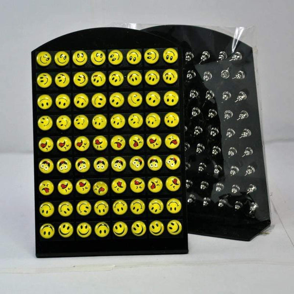 Planet Gates 72Pcs One Card New Degin IOS Face Resin Stainless Steel Stud Earrings Smiley Style Wholesale Bulk Lots LB083