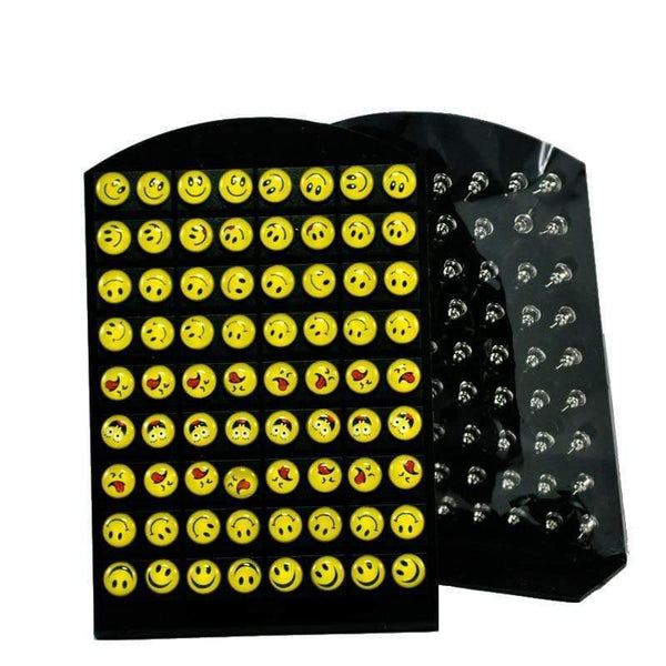 Planet Gates 72Pcs One Card New Degin IOS Face Resin Stainless Steel Stud Earrings Smiley Style Wholesale Bulk Lots LB083