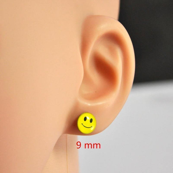 Planet Gates 72Pcs One Card New Degin IOS Face Resin Stainless Steel Stud Earrings Smiley Style Wholesale Bulk Lots LB083