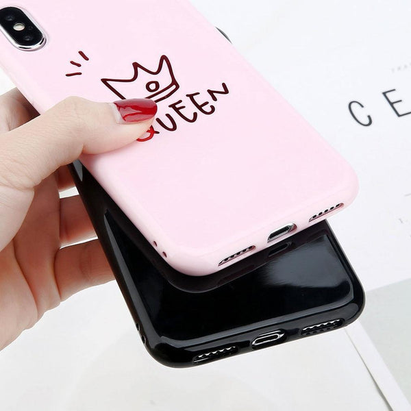 USLION Crown Phone Case For iPhone XS MAX 6 6s Plus Letter KING Back Cover Love Heart Soft TPU Cases For iPhone XR X 8 7 Plus - Planet Gates