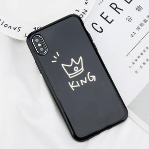 Planet Gates 7306 Black / For iPhone X USLION Crown Phone Case For iPhone XS MAX 6 6s Plus Letter KING Back Cover Love Heart Soft TPU Cases For iPhone XR X 8 7 Plus