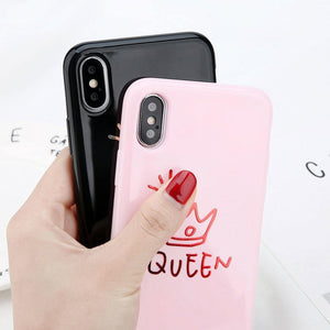 Planet Gates 7306 Black / For iPhone X USLION Crown Phone Case For iPhone XS MAX 6 6s Plus Letter KING Back Cover Love Heart Soft TPU Cases For iPhone XR X 8 7 Plus