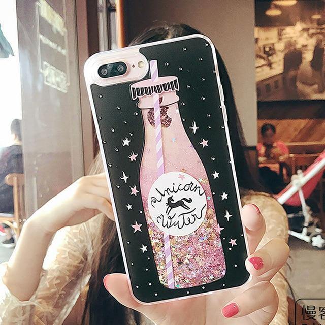 Planet Gates USLION Glitter Bottle Quicksand Dynamic Phone Case For iPhone X XS Max XR Bling Flowing Love Heart Case For iPhone 8 7 6 6s Plus
