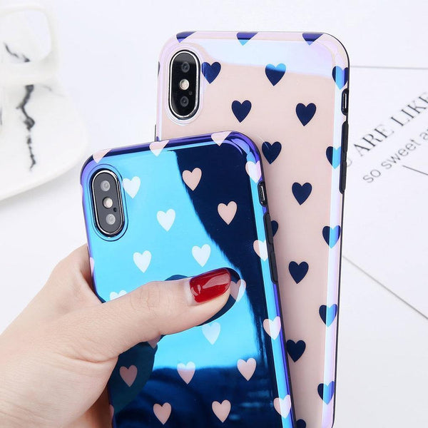 Planet Gates 7364 Pink / For iPhone X USLION Blu-ray Laser Gradient Case For iPhone X 8 Love Heart Phone Cases For iPhone 6 6S 7 8 Plus Glossy Soft Silicon Back Cover