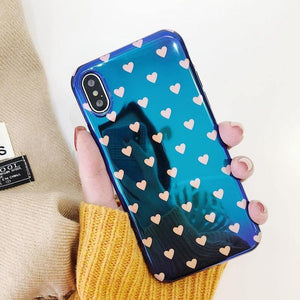 USLION Blu-ray Laser Gradient Case For iPhone X 8 Love Heart Phone Cases For iPhone 6 6S 7 8 Plus Glossy Soft Silicon Back Cover - Planet Gates