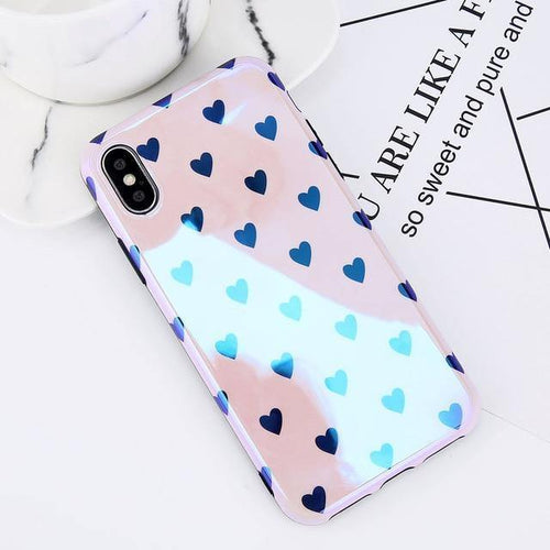 Planet Gates 7364 Pink / For iPhone X USLION Blu-ray Laser Gradient Case For iPhone X 8 Love Heart Phone Cases For iPhone 6 6S 7 8 Plus Glossy Soft Silicon Back Cover