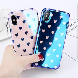 Planet Gates 7364 Pink / For iPhone X USLION Blu-ray Laser Gradient Case For iPhone X 8 Love Heart Phone Cases For iPhone 6 6S 7 8 Plus Glossy Soft Silicon Back Cover
