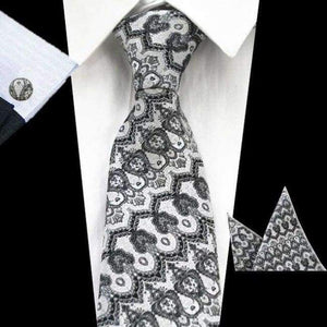 Planet Gates 74 RBOCOTT New Men's 8cm Classic Ties Novelty Geometric Silk Tie Hanky Cufflinks Plaid Necktie Sets For Men Business Wedding Party