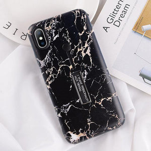 USLION Marble Case For iPhone 7 Plus XR XS Max Hide Ring Stand Holder Phone Cases For iPhone X 8 7 6 6s Plus Hard PC Back Cover - Planet Gates