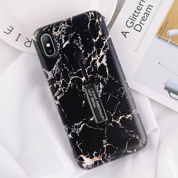 USLION Marble Case For iPhone 7 Plus XR XS Max Hide Ring Stand Holder Phone Cases For iPhone X 8 7 6 6s Plus Hard PC Back Cover - Planet Gates