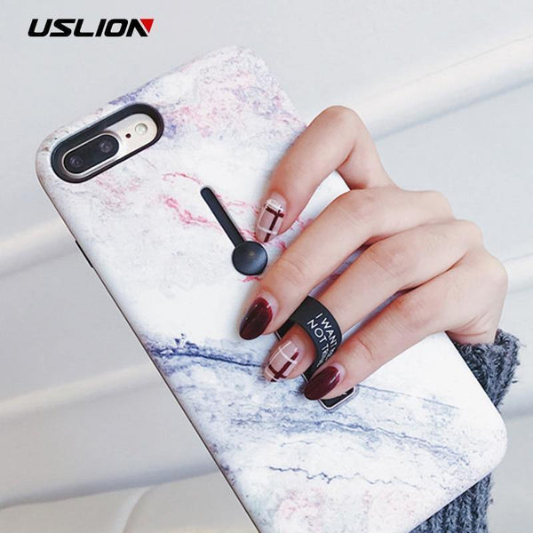 Planet Gates 7452 / For iPhone 6 6s USLION Marble Case For iPhone 7 Plus XR XS Max Hide Ring Stand Holder Phone Cases For iPhone X 8 7 6 6s Plus Hard PC Back Cover