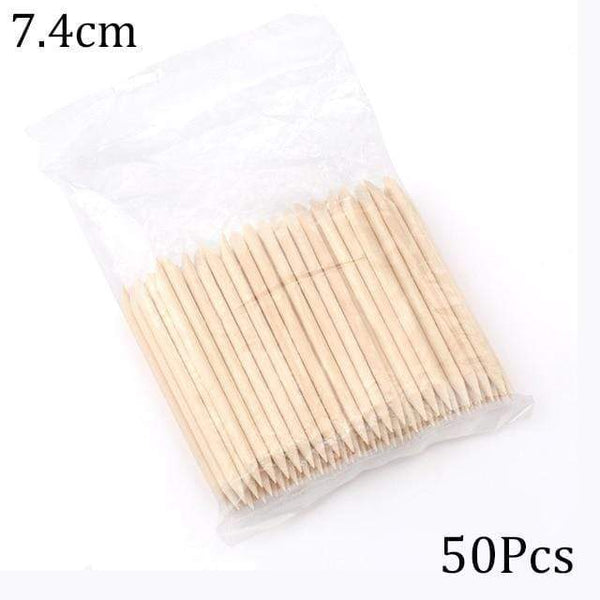 Planet Gates 74mm 50Pcs 50/100 Wooden Cuticle Pusher Remover Nail Art Design Orange Wood Sticks Rhinestones Dotting Removal Manicure Pedicure Care Tools