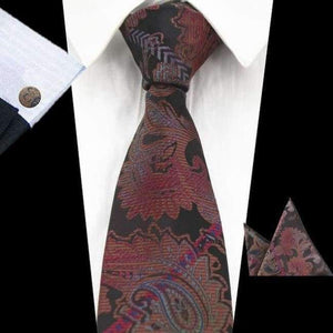 Planet Gates 75 RBOCOTT New Men's 8cm Classic Ties Novelty Geometric Silk Tie Hanky Cufflinks Plaid Necktie Sets For Men Business Wedding Party