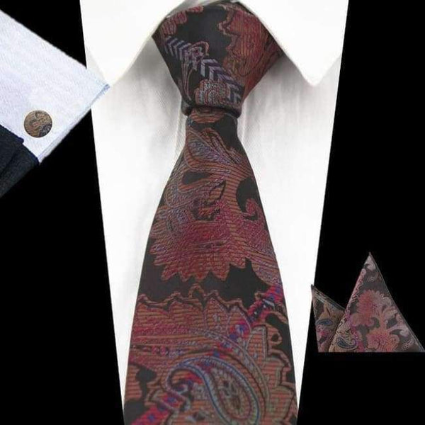 Planet Gates 75 RBOCOTT New Men's 8cm Classic Ties Novelty Geometric Silk Tie Hanky Cufflinks Plaid Necktie Sets For Men Business Wedding Party