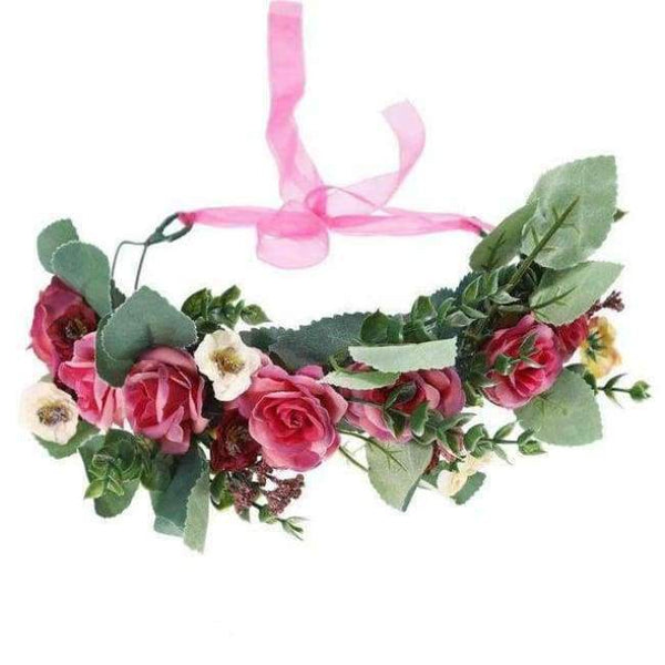 Planet Gates 75A Haimeikang Camellia Flower Garland Wreath of Flowers  Gum Plaiting Women Girls Flower Crown Headbands Wedding Hair Accessories