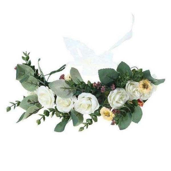 Planet Gates 75B Haimeikang Camellia Flower Garland Wreath of Flowers  Gum Plaiting Women Girls Flower Crown Headbands Wedding Hair Accessories