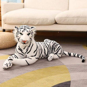 Planet Gates 75cm / White Big Lifelike Tiger Panther Plush Toy Soft Stuffed Animals Simulation White Tiger Jaguar Doll Children Kids Birthday Gift