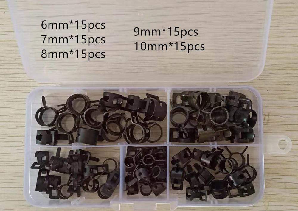 Planet Gates 75Pcs/set 6-10mm Q673B Vacuum Spring Fuel Clip Oil Water Hose Pipe Tube Clamp Black Assortment Kit