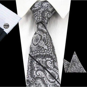 Planet Gates 76 RBOCOTT New Men's 8cm Classic Ties Novelty Geometric Silk Tie Hanky Cufflinks Plaid Necktie Sets For Men Business Wedding Party