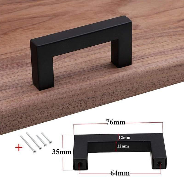 Modern Black Cabinet Handle Square Furniture Hardware Stainless Steel Kitchen Door Knobs Cupboard Wardrobe Drawer Pulls