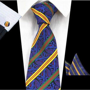 Planet Gates 78 RBOCOTT New Men's 8cm Classic Ties Novelty Geometric Silk Tie Hanky Cufflinks Plaid Necktie Sets For Men Business Wedding Party