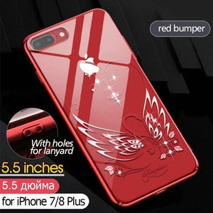 Planet Gates 78P-Swan-Red Case for iPhone 7 X 8 Plus Cover Swarovski Element Crystals Phone Case for iPhone 7 Case Cover Plated Hard