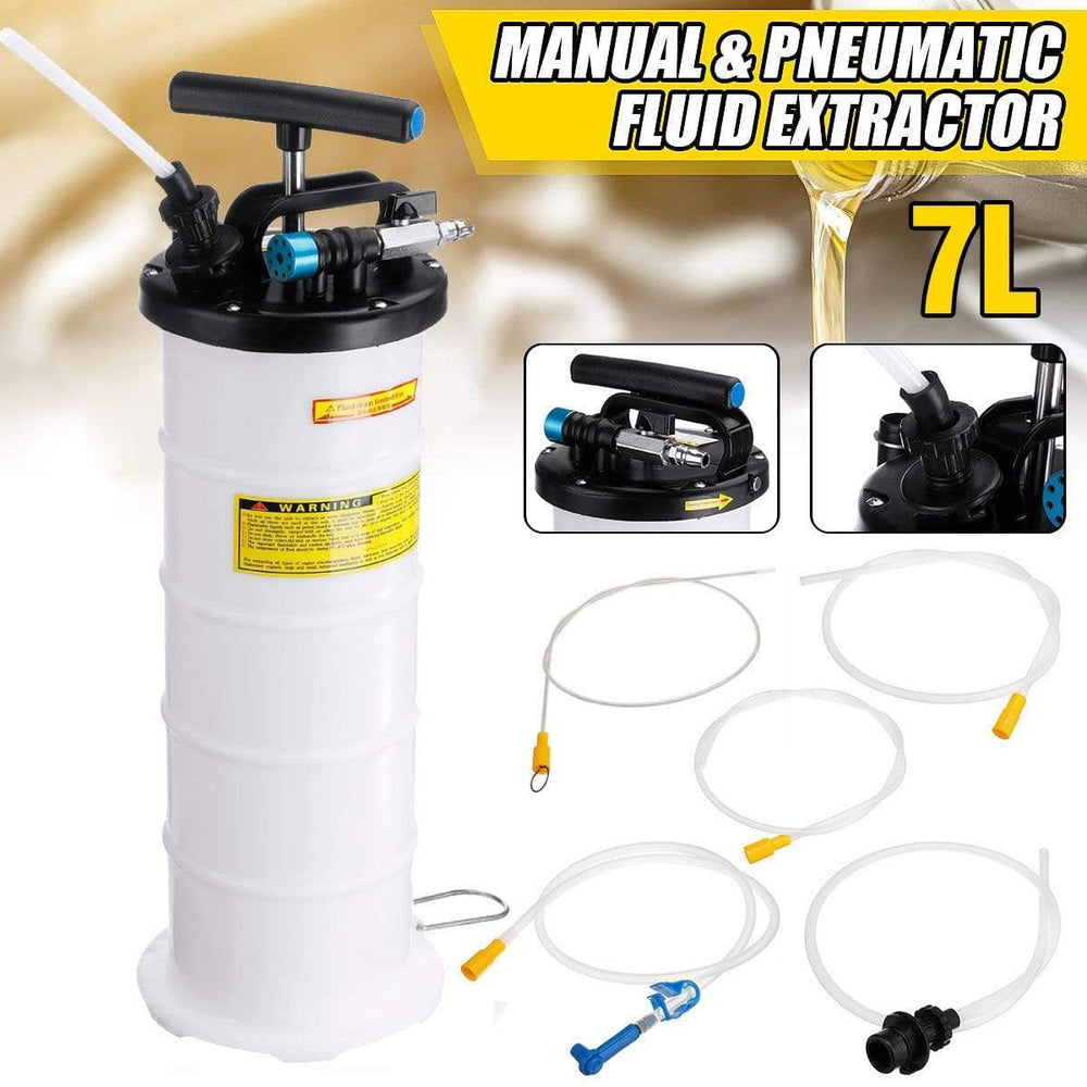 Planet Gates 7L Manual/Pneumatic Fluid Extractor Oil Transfer Pump Engine Diesel Fuel Tank Car Truck Boat Portable Vacuum Fluid Extractor Kit