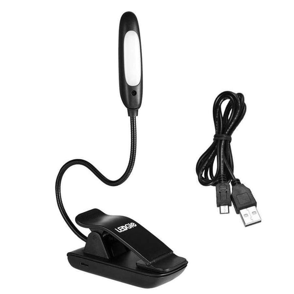 Planet Gates 7LEDS LEDGLE Rechargeable LED Book Light Flexible Clip-on Reading Lamp Eye-friendly LED Light 3 Lighting Modes Rotatable Gooseneck