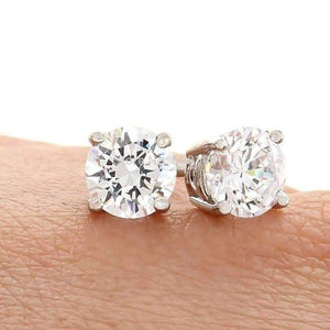 Planet Gates 7MM  Solid White  CZ/Cubic Zirconia Round Screw Back Stud Earrings