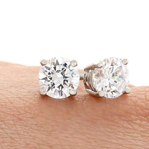Planet Gates 7MM  Solid White  CZ/Cubic Zirconia Round Screw Back Stud Earrings