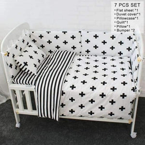 Planet Gates 7Pcs Baby Cot Bedding Set Soft Breathable Cotton Bed Linen For Children Including Quilt Pillow Bumper Flat Sheet Cradle Kit For Kids