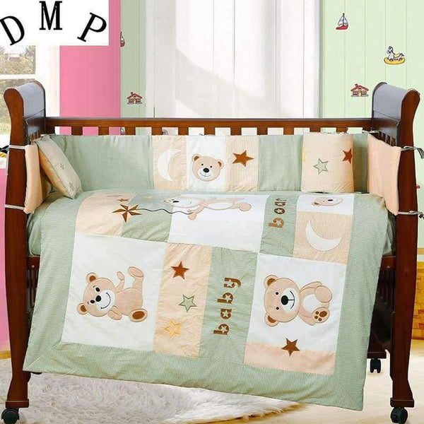 Planet Gates 7PCS embroidered Baby bedding sets Children Crib Bedding Set for winter 100% cotton ,include(bumper+duvet+sheet+pillow)