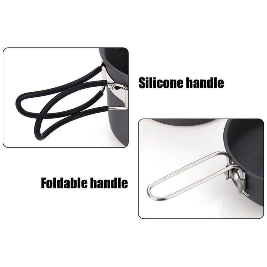 Planet Gates 7pcs Outdoor Camping Cooking Set Portable Stove Camping Cookware Pots Bowl Cooker Stove Picnic BBQ Travel 1-2Person