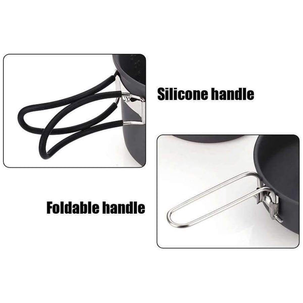 Planet Gates 7pcs Outdoor Camping Cooking Set Portable Stove Camping Cookware Pots Bowl Cooker Stove Picnic BBQ Travel 1-2Person