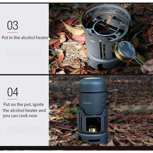 Planet Gates 7pcs Outdoor Camping Cooking Set Portable Stove Camping Cookware Pots Bowl Cooker Stove Picnic BBQ Travel 1-2Person