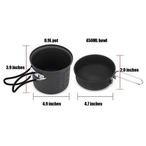 Planet Gates 7pcs Outdoor Camping Cooking Set Portable Stove Camping Cookware Pots Bowl Cooker Stove Picnic BBQ Travel 1-2Person