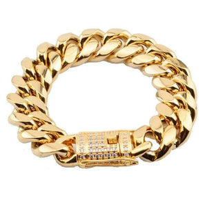 Planet Gates 8/10/12/16/18mm CZ Zircon Stone Pave Stainless Steel Gold Cuban Miami Chain & Link Bracelets for Male Boys Hip Hop Rock Jewelry