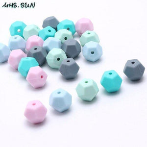 Planet Gates 8/15 mm 50 stk. farverige silikone pentagonperler til babyer, tyggetabletter, tandfrembrud, ammehalskæde, legetøj, gør-det-selv smykkefremstilling, 50 stk.